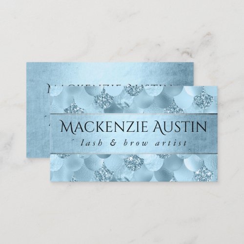 Mermaid Glam Scale  Dusty Ice Blue Sheen Branding Business Card