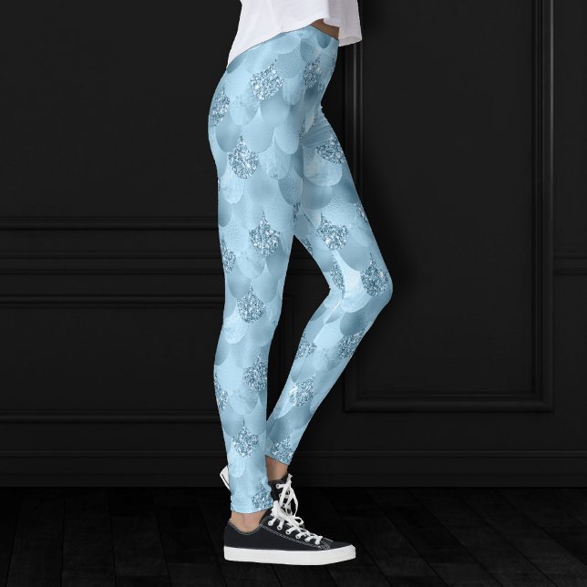 Mermaid Glam Scale | Dusty Ice Blue Sheen Luster Leggings (Creator Uploaded)