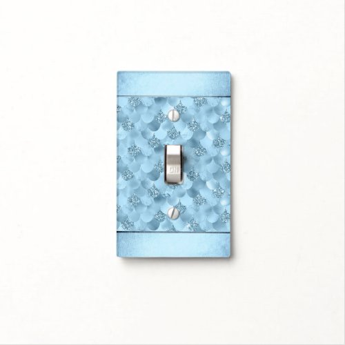Mermaid Glam Scale  Dusty Ice Blue Sheen Luster Light Switch Cover