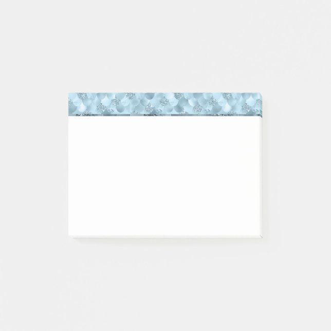 Mermaid Glam Scale | Dusty Ice Blue Sheen Luster Post-it Notes (Front)