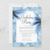 Mermaid Glam Tail | Dusty Ice Blue Luster Birthday Invitation (Front)