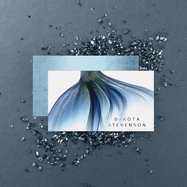 Mermaid Glam Tail | Dusty Ice Blue Luster Branding Business Card (Creator Uploaded)