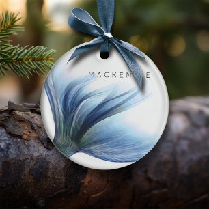 Mermaid Glam Tail   Dusty Ice Blue Luster Custom Ceramic Ornament