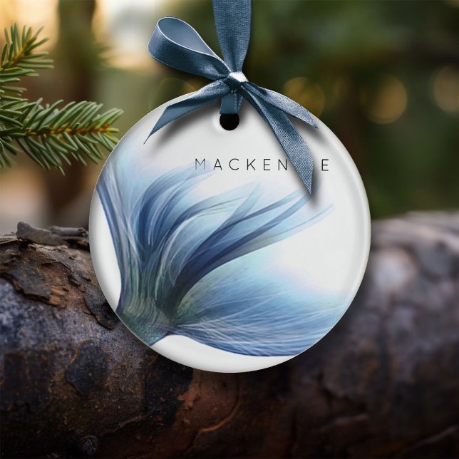 Mermaid Glam Tail | Dusty Ice Blue Luster Custom Ceramic Ornament (Creator Uploaded)