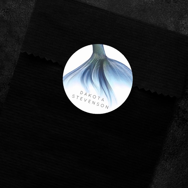 Mermaid Glam Tail | Dusty Ice Blue Luster Custom Classic Round Sticker (Creator Uploaded)