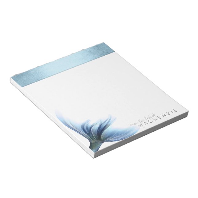 Mermaid Glam Tail | Dusty Ice Blue Luster Custom Notepad (Angled)