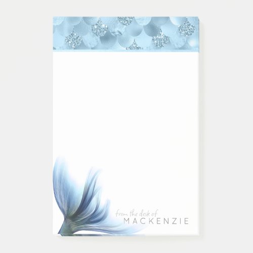 Mermaid Glam Tail  Dusty Ice Blue Luster Custom Post_it Notes