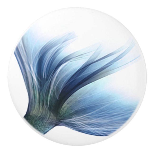 Mermaid Glam Tail | Dusty Ice Blue Luster Sheen Ceramic Knob (Front)