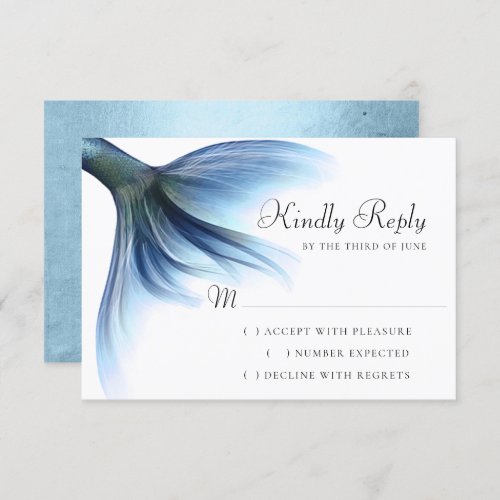 Mermaid Glam Tail  Dusty Ice Blue Luster Sheen RSVP Card