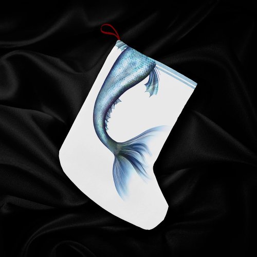 Mermaid Glam Tail  Dusty Ice Blue Luster Sheen Small Christmas Stocking