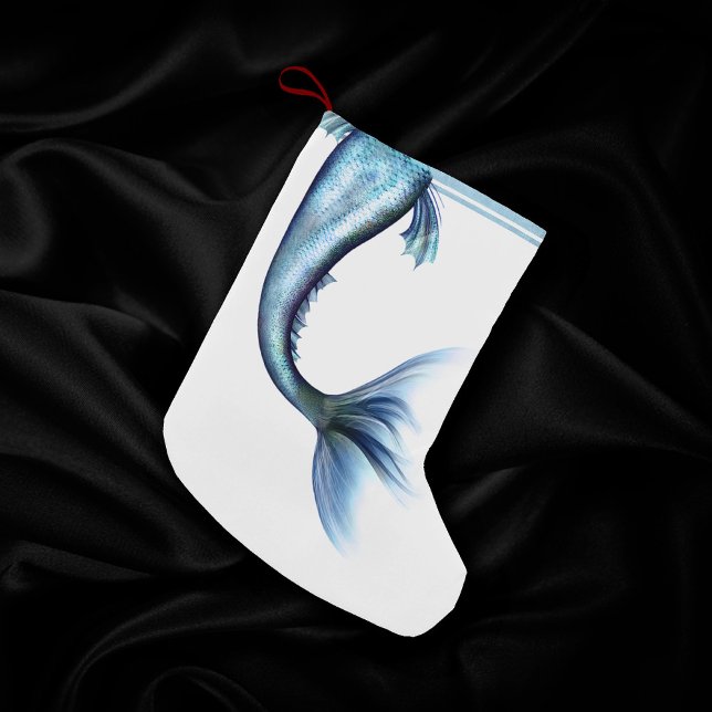 Mermaid Glam Tail | Dusty Ice Blue Luster Sheen Small Christmas Stocking (Creator Uploaded)