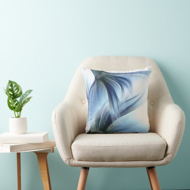 Mermaid Glam Tail | Dusty Ice Blue Luster Sheen Throw Pillow (Chair)