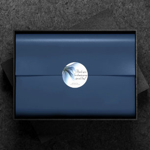 Mermaid Glam Tail Dusty Ice Blue Sheen Thank You Classic Round Sticker