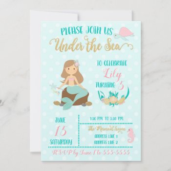 Mermaid Glitter Birthday Party Invitation by SimplySweetParties at Zazzle