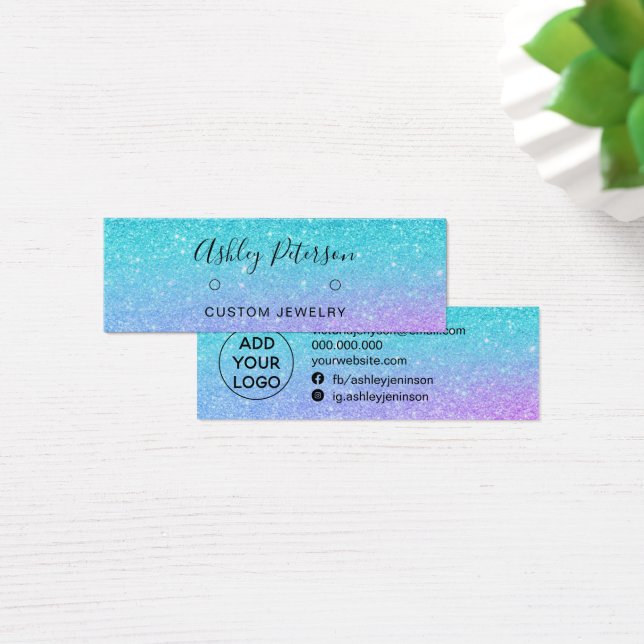 mermaid glitter blue purple studs earrings display (Desk)