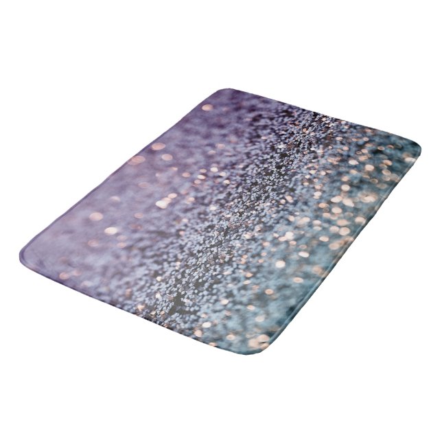 Mermaid Glitter Bokeh Glam 2 Bath Mat (Angled)