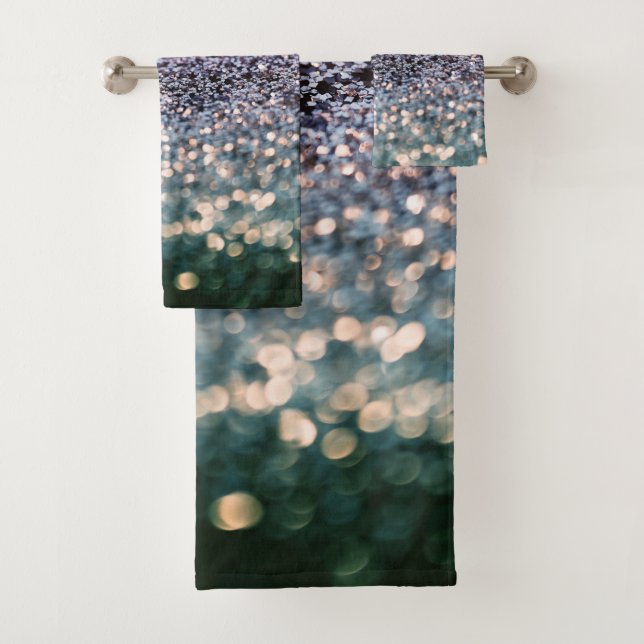 Mermaid Glitter Bokeh Glam 2 Bath Towel Set (Insitu)