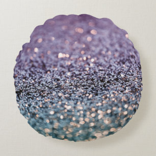 Mermaid Glitter Bokeh Glam 2 Round Pillow