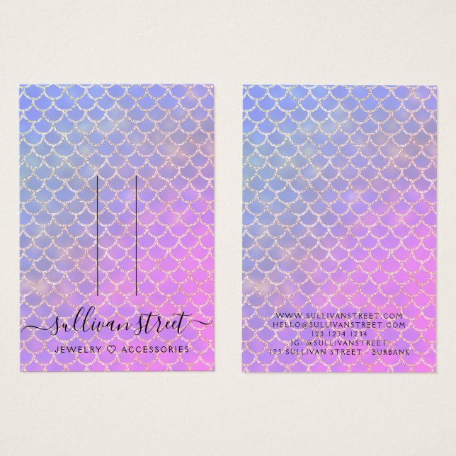 Mermaid Glitter Hair Clip Jewelry Display Card (Front & Back)