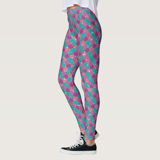 Mermaid Glitter Pattern  Leggings (Left)