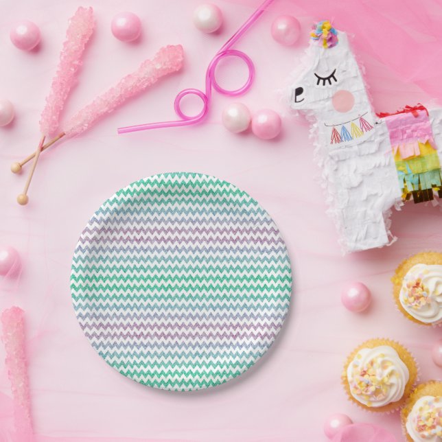 Mermaid Glitter Pattern  Paper Plates (Party)