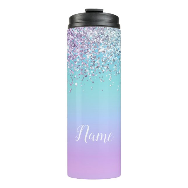 Mermaid Glitter Personalized Thermal Tumbler (Front)