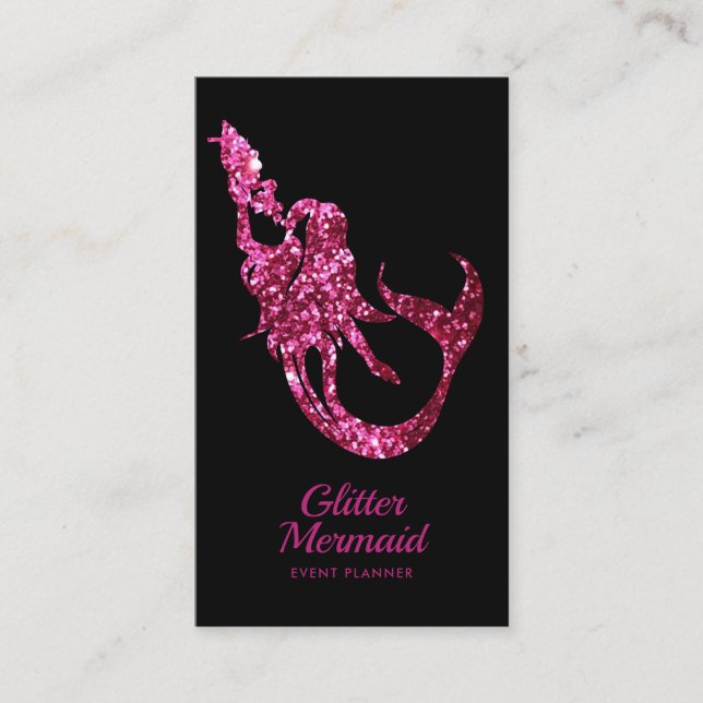 Mermaid Glitter Pink Event Planner Business Card (Front)