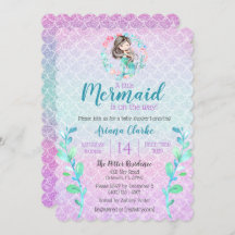 Mermaid Glitter Pink Purple Blue Girls Baby Shower