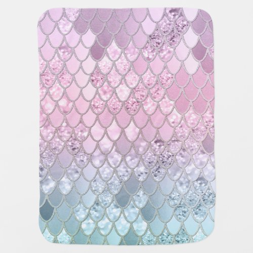 Mermaid Glitter Scales 2 Baby Blanket