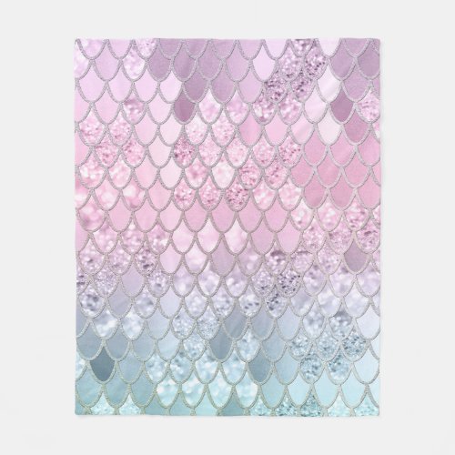 Mermaid Glitter Scales 2 Fleece Blanket