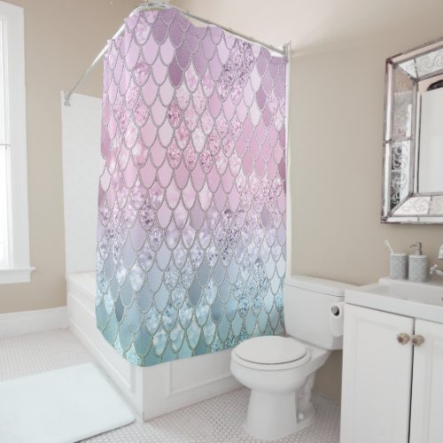 Mermaid Glitter Scales 2 Shower Curtain