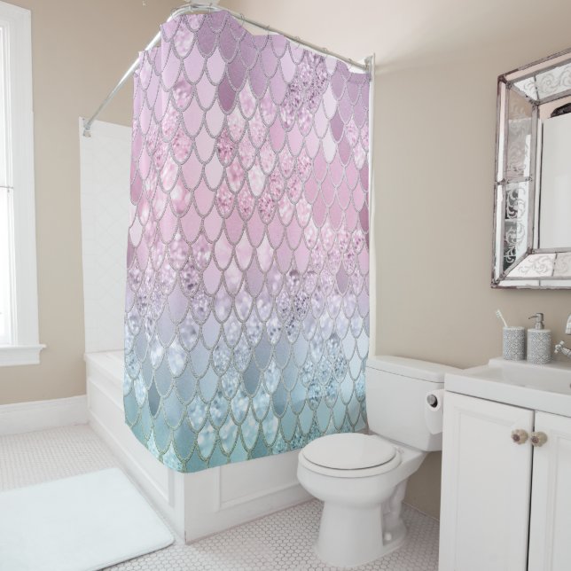 Mermaid Glitter Scales #2 Shower Curtain (In Situ)