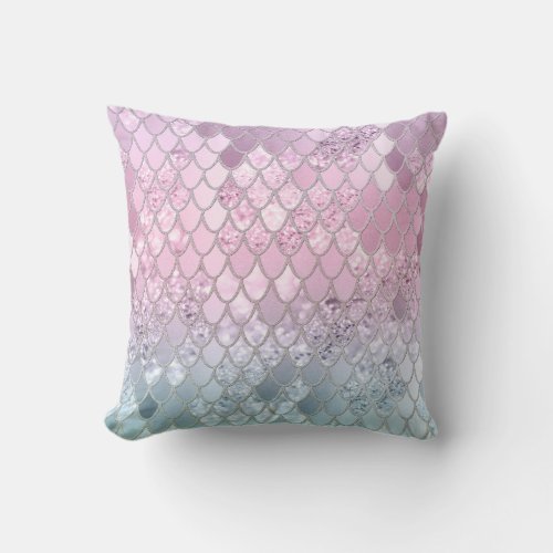 Mermaid Glitter Scales 2 Throw Pillow