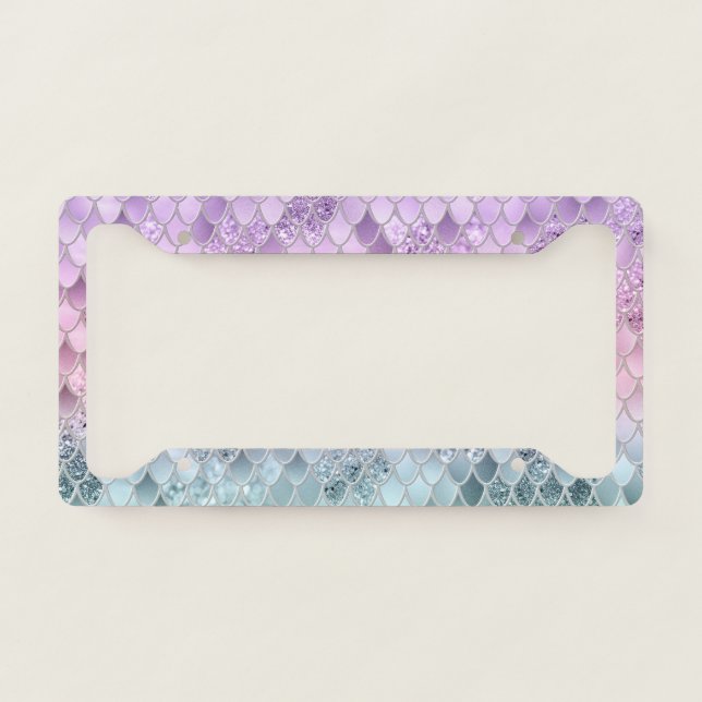 Mermaid Glitter Scales #2a (Faux Glitter) #shiny  License Plate Frame (Front)