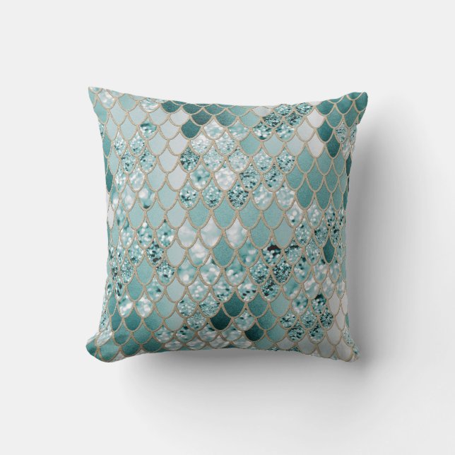 Mermaid Glitter Scales #3 #shiny Throw Pillow (Front)