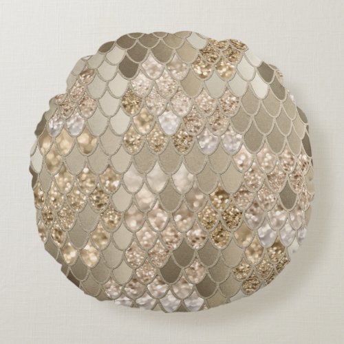 Mermaid Glitter Scales 5 shiny decor Round Pillow