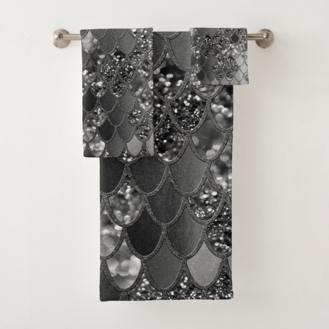 Mermaid Glitter Scales #7 (Faux Glitter) #shiny Bath Towel Set (Insitu)