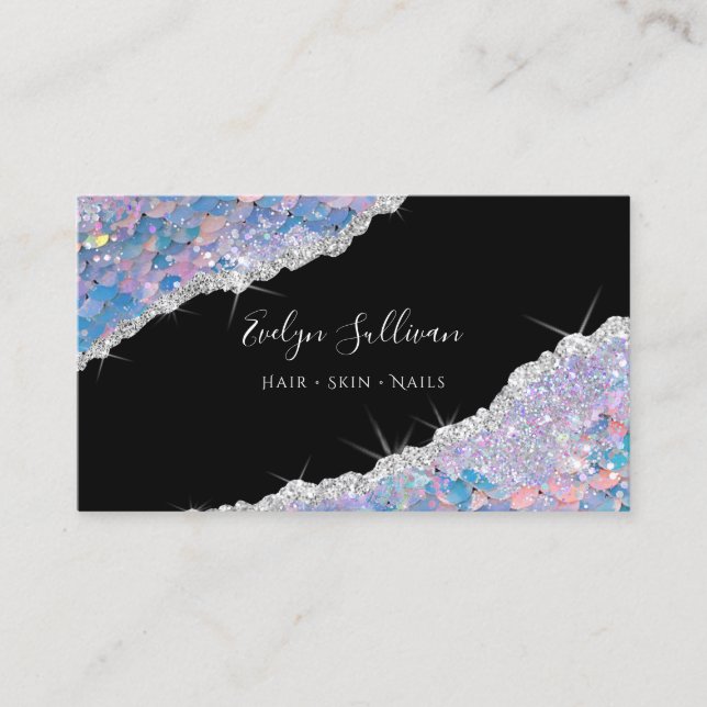 Mermaid Glitter Sequin Business Card (Front)