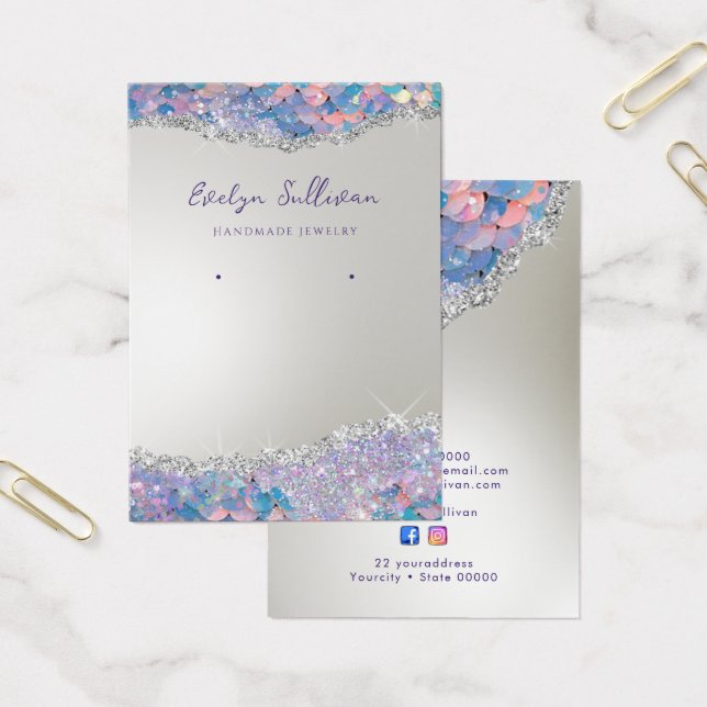 Mermaid glitter sequin jewelry display card (Office)