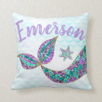 mermaid glitter tail with your name, throw pillow mermaid glitter tail with your name, throw pillow