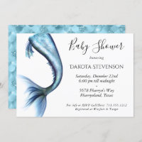 Mermaid Glitz Baby Shower | Princess Blue Invitation