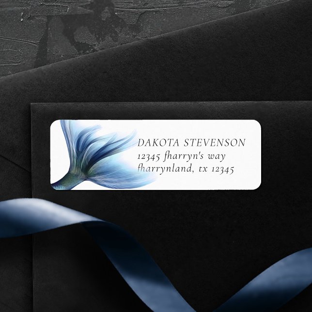 Mermaid Glitz Desk | Princess Blue Tail Address Label (Creator Uploaded)