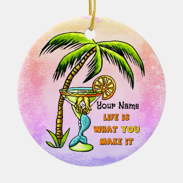 Mermaid Good Life Ceramic Ornament (Front)