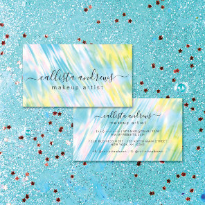 Mermaid Green Aqua Blue Holographic Makeup Artist Business Card