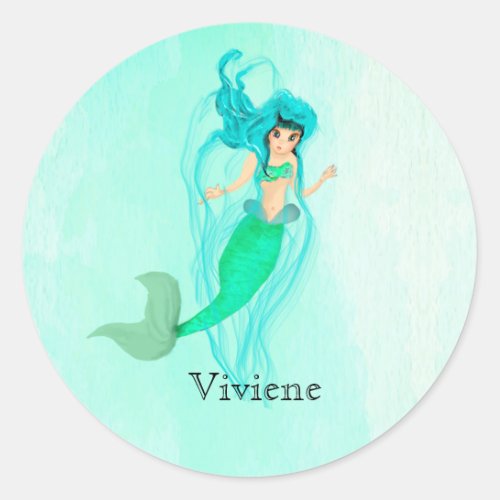 Mermaid Green Mermaid Tail Girly Classic Round Sticker