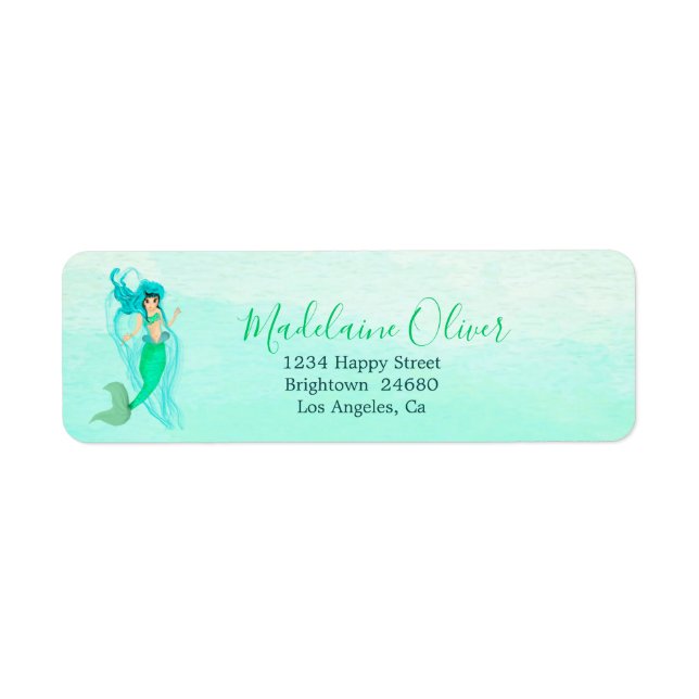 Mermaid Green Personal Return Address Label (Front)
