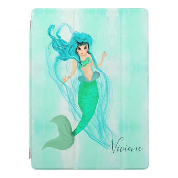 Mermaid Green Tail Blue Girls Personal iPad Pro Cover | Zazzle