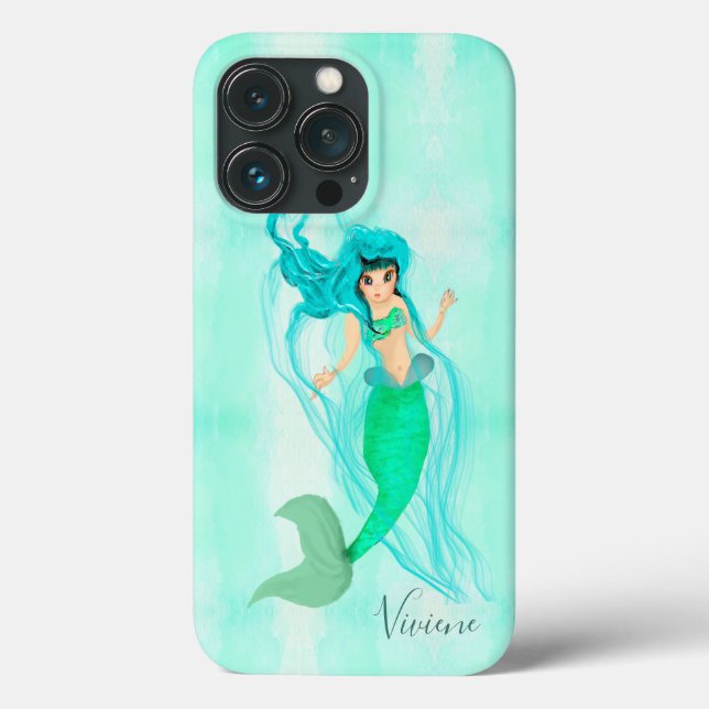  Mermaid Green Tail Girly Blue Personal Case-Mate iPhone Case (Back)