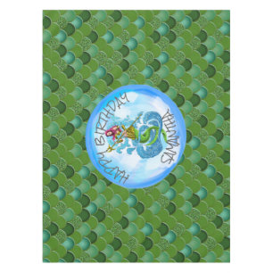 Mermaid Green Warrior  Tablecloth