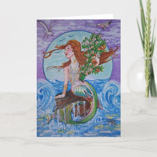Mermaid greeting card blank inside card